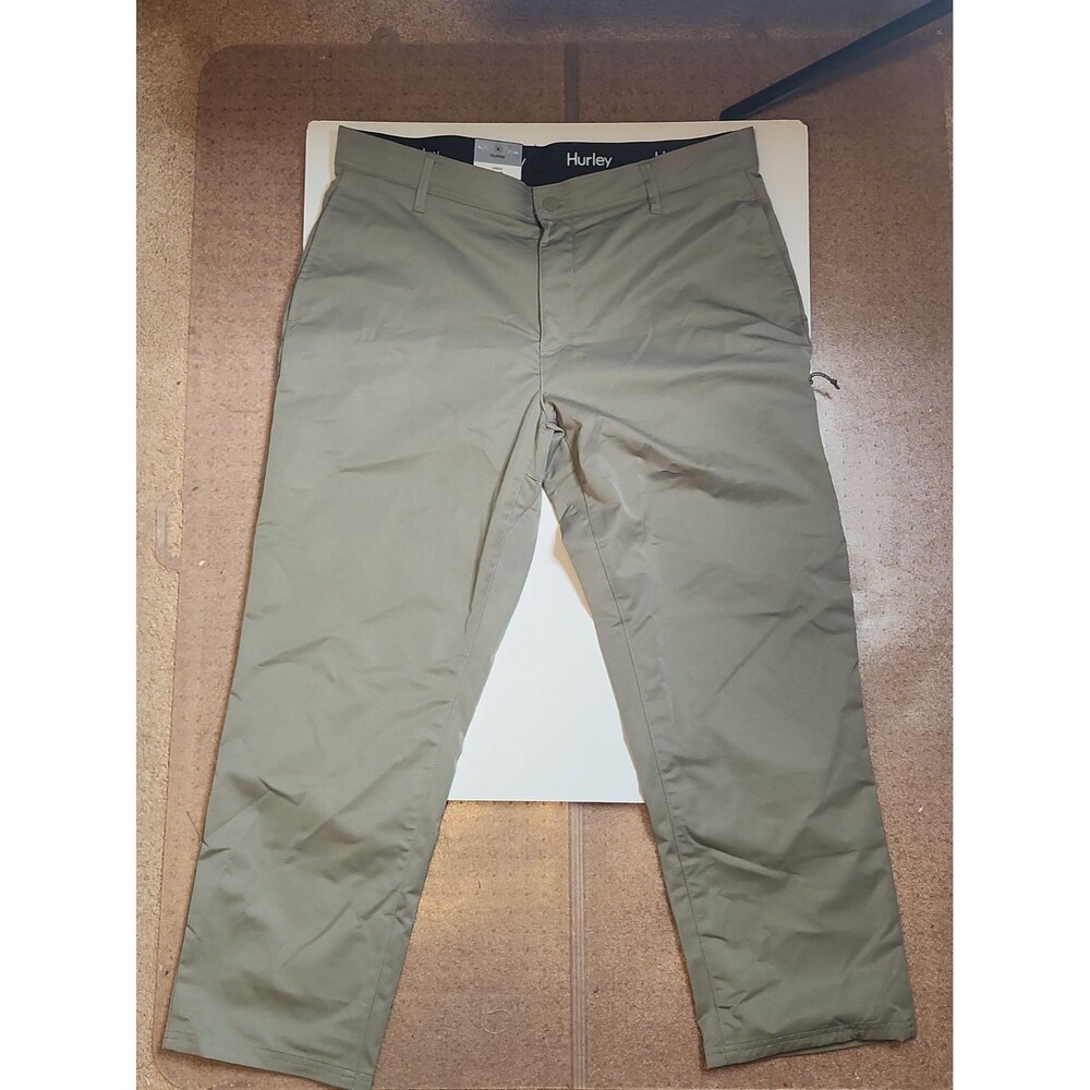 Mens Hurley Jet Set Tech Pants Flat Front Moisture Wicking Stretch Green 40x30